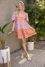 Load image into Gallery viewer, VOY Color Block Dress with Paisley Embroidery in Rust
