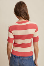Load image into Gallery viewer, Listicle Striped Ribbed Knit Top in Coral
