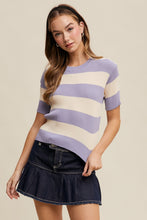 Load image into Gallery viewer, Listicle Striped Ribbed Knit Top in Periwinkle
