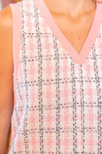 Load image into Gallery viewer, VOY Tweed Shift Dress with Contrasting Bands in Pink
