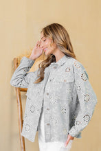 Load image into Gallery viewer, Sew in Love Eyelet Floral Embroidered Denim Jacket in Light Denim

