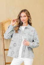 Load image into Gallery viewer, Sew in Love Eyelet Floral Embroidered Denim Jacket in Light Denim

