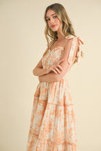 Load image into Gallery viewer, &amp;merci Tiered Floral Print Midi Dress in Off White Dark Amber
