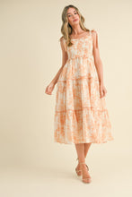 Load image into Gallery viewer, &amp;merci Tiered Floral Print Midi Dress in Off White Dark Amber

