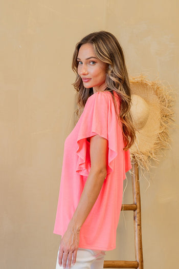 Sew in Love Solid Color Top in Neon Pink