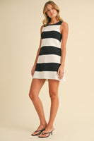 Klesis Lightweight Striped Knit Sweater Dress in Black/Ivory