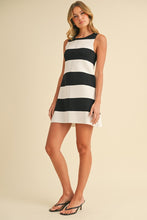 Load image into Gallery viewer, Klesis Lightweight Striped Knit Sweater Dress in Black/Ivory
