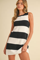 Klesis Lightweight Striped Knit Sweater Dress in Black/Ivory