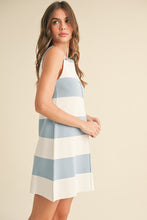 Load image into Gallery viewer, Klesis Lightweight Striped Knit Sweater Dress in Light Blue/Ivory
