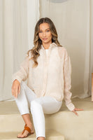 Sew in Love Sheer Textured Floral Print Top in Light Taupe