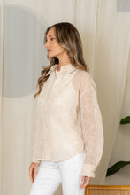 Load image into Gallery viewer, Sew in Love Sheer Textured Floral Print Top in Light Taupe

