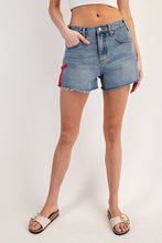 Load image into Gallery viewer, ee:some Side Ribbon Bow Shorts in Denim
