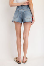 Load image into Gallery viewer, ee:some Side Ribbon Bow Shorts in Denim
