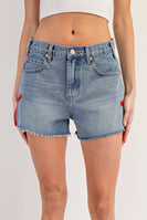 ee:some Side Ribbon Bow Shorts in Denim