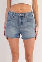 Load image into Gallery viewer, ee:some Side Ribbon Bow Shorts in Denim
