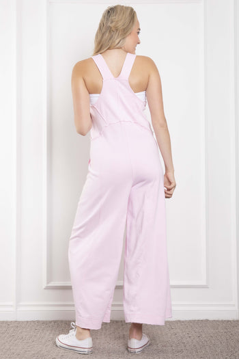 BlueVelvet Solid Color Knit Jumpsuit in Pink