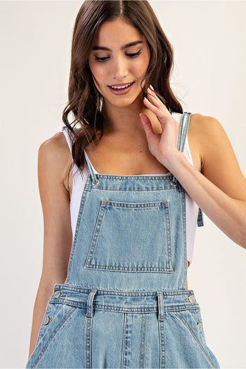 ee:some Mineral Washed Wide Leg Jumpsuit in Denim M at June Adel