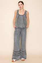 Load image into Gallery viewer, White Birch Lightweight Tencel Top with Mesh Floral Lace Details in Washed Black
