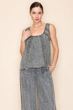 Load image into Gallery viewer, White Birch Lightweight Tencel Top with Mesh Floral Lace Details in Washed Black
