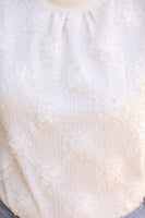 VOY Textured Floral Lace Top in Cream