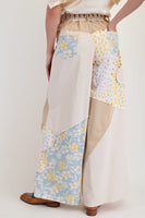 Easel Mix n Match Flower Patched Woven Pants in Beige