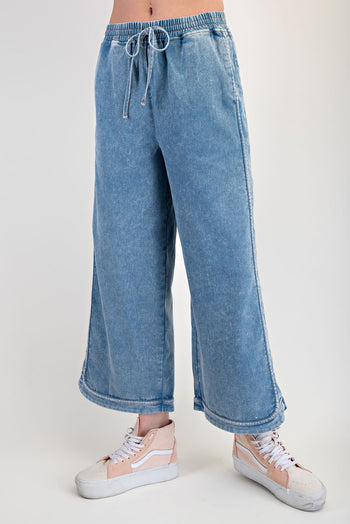 Easel Denim Mineral Washed Pants in Light Denim