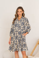 Sew in Love Floral Print Dress in Ivory/Navy ON ORDER