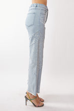 Load image into Gallery viewer, Davi &amp; Dani Denim Pants with Paisley and Ditzy Floral Print in Light Denim

