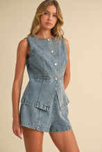 Load image into Gallery viewer, Klesis Denim Vest and Shorts Set in Light Denim
