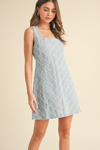 Klesis Textured Denim Mini Dress in Light Denim