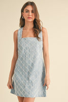 Klesis Textured Denim Mini Dress in Light Denim