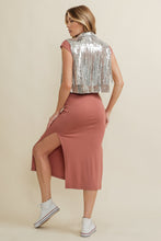 Load image into Gallery viewer, Cloud Ten Sequin Fringe Vest in Silver
