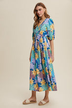 Load image into Gallery viewer, Listicle Vibrant Floral Print Maxi Dress in Denim
