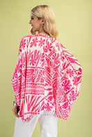 GiGio Silky Printed OVERSIZED Top in Pink