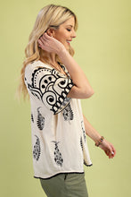 Load image into Gallery viewer, GiGio Mixed Print Top with Trim Details in Cream Mix
