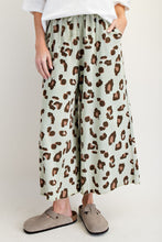 Load image into Gallery viewer, Easel Leopard Print Mineral Washed Terry Knit Pants in Faded Sage
