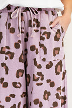 Load image into Gallery viewer, Easel Leopard Print Mineral Washed Terry Knit Pants in Mauve
