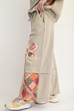 Load image into Gallery viewer, Easel Flower Patched Terry Knit Pants in Faded Olive
