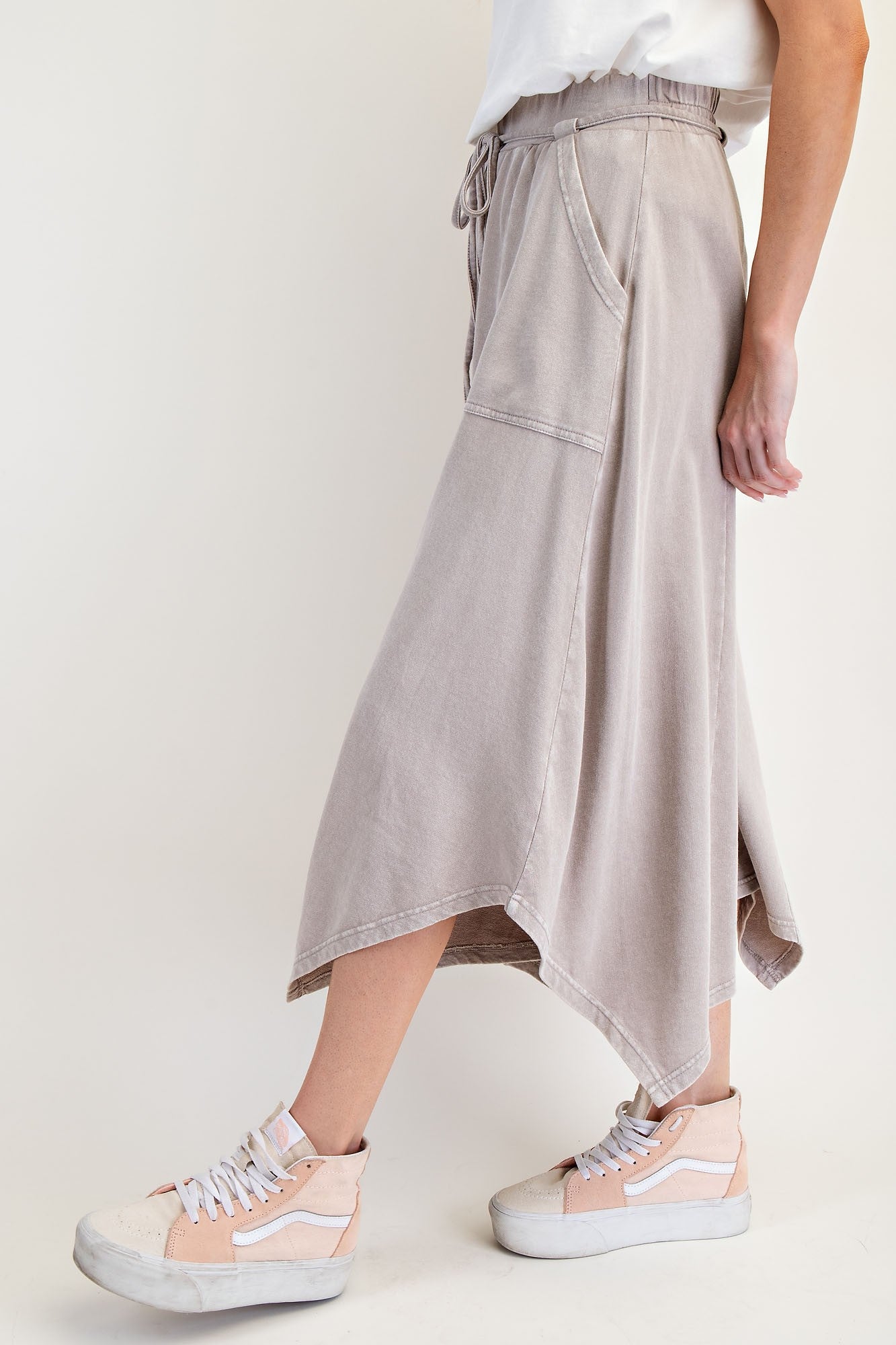 Easel Terry Knit Shark Bite Pants in Khaki – June Adel