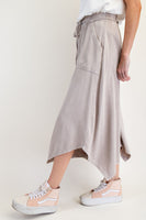 Easel Terry Knit Shark Bite Pants in Khaki