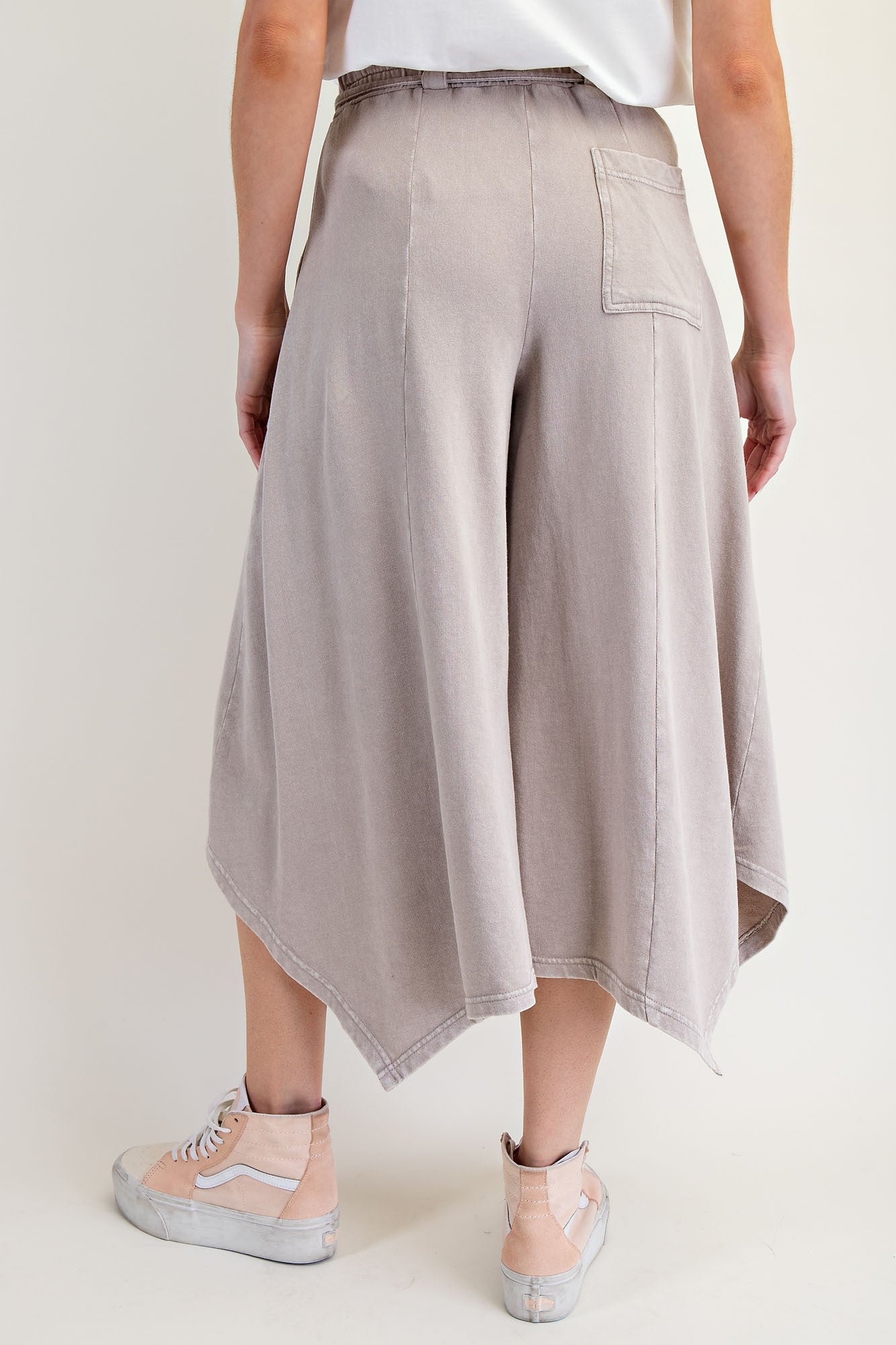 Easel Terry Knit Shark Bite Pants in Khaki – June Adel