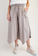 Easel Terry Knit Shark Bite Pants in Khaki