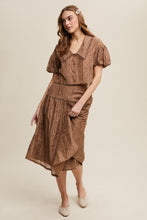 Load image into Gallery viewer, Listicle Eyelet Lace Top and Skirt Set in Mocha
