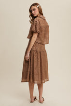 Load image into Gallery viewer, Listicle Eyelet Lace Top and Skirt Set in Mocha
