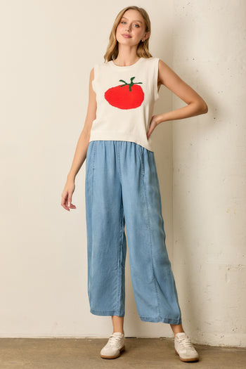 Polagram Solid Color Lyocell Pants in Denim