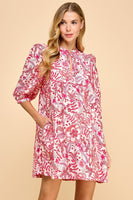 TCEC Floral Print Mini Dress in Pink