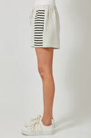 Mystree Stripe Inset Terry Shorts in Oatmeal (SHORTS ONLY)