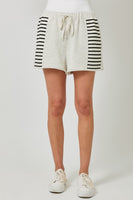 Mystree Stripe Inset Terry Shorts in Oatmeal (SHORTS ONLY)