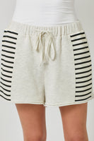 Mystree Stripe Inset Terry Shorts in Oatmeal (SHORTS ONLY)