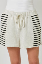 Load image into Gallery viewer, Mystree Stripe Inset Terry Shorts in Oatmeal (SHORTS ONLY)
